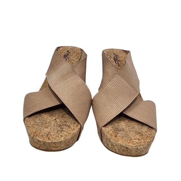 Lucky Brand Cork Wedge Sandals Size 10M/40 Crisscross Straps Comfortable Design - Picture 3 of 10